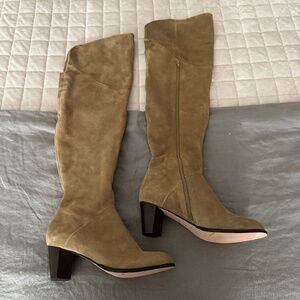 Corso Como Boots Womens Caramel Suede Over Knee Wood Heel